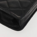 CHANEL Matelasse Chain Shoulder Bag Lamb Skin Black Gold CC Auth 128938V-12