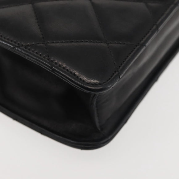 CHANEL Matelasse Chain Shoulder Bag Lamb Skin Black Gold CC Auth 128938V