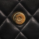 CHANEL Matelasse Chain Shoulder Bag Lamb Skin Black Gold CC Auth 128938V-17