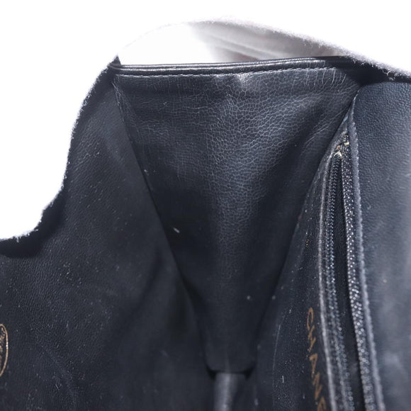 CHANEL Matelasse Chain Shoulder Bag Lamb Skin Black Gold CC Auth 128938V