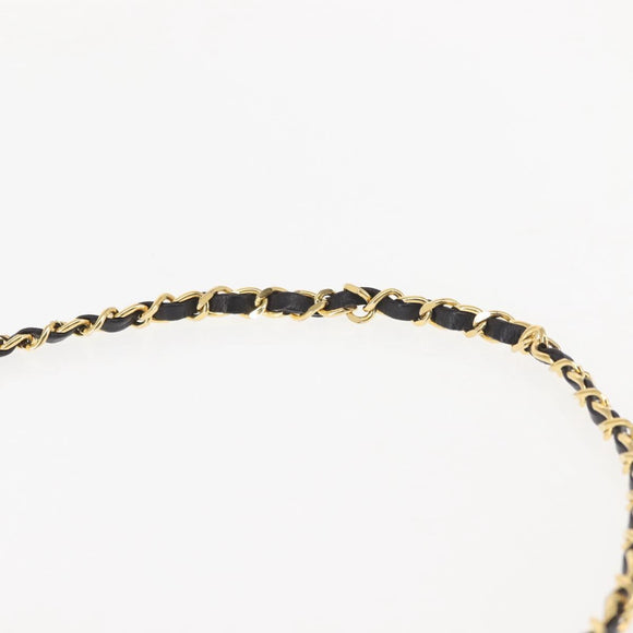 CHANEL Matelasse Chain Shoulder Bag Lamb Skin Black Gold CC Auth 128938V