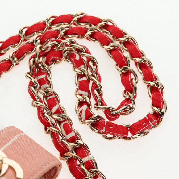 CHANEL Matelasse Chain Shoulder Bag Canvas Pink Gold CC Auth 128939SAM