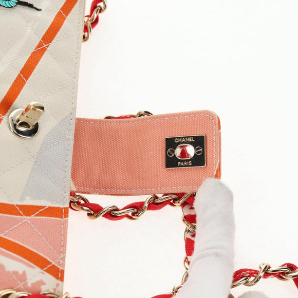 CHANEL Matelasse Chain Shoulder Bag Canvas Pink Gold CC Auth 128939M