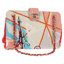 CHANEL Matelasse Chain Shoulder Bag Canvas Pink Gold CC Auth 128939M-1