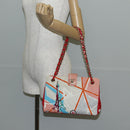 CHANEL Matelasse Chain Shoulder Bag Canvas Pink Gold CC Auth 128939M-29