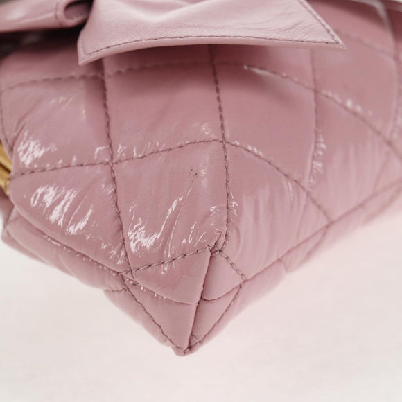 CHANEL Matelasse Clasp Chain Shoulder Bag Enamel Pink Gold CC Auth 128940M