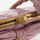 CHANEL Matelasse Clasp Chain Shoulder Bag Enamel Pink Gold CC Auth 128940M-10