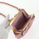 CHANEL Matelasse Clasp Chain Shoulder Bag Enamel Pink Gold CC Auth 128940M-21