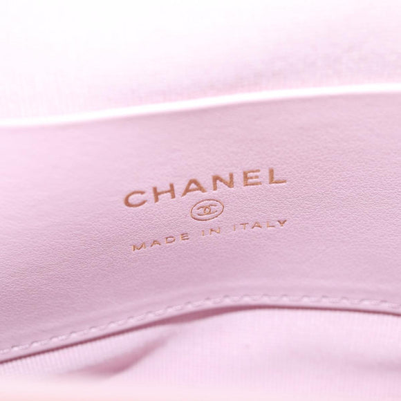 CHANEL Matelasse Clasp Chain Shoulder Bag Enamel Pink Gold CC Auth 128940M