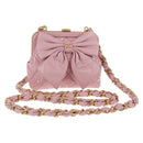 CHANEL Matelasse Clasp Chain Shoulder Bag Enamel Pink Gold CC Auth 128940M-1