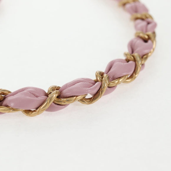 CHANEL Matelasse Clasp Chain Shoulder Bag Enamel Pink Gold CC Auth 128940M