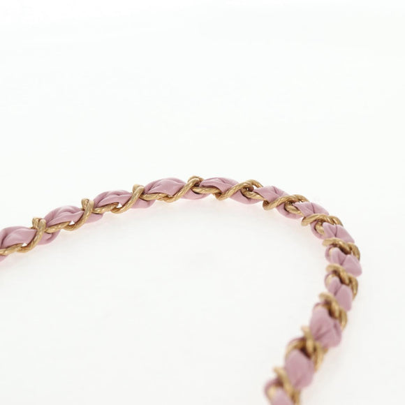 CHANEL Matelasse Clasp Chain Shoulder Bag Enamel Pink Gold CC Auth 128940M