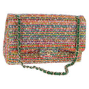 CHANEL Chain Double flap Big Matelasse Bag Cotton Multicolor CC Auth 128941SM-1