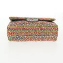 CHANEL Chain Double flap Big Matelasse Bag Cotton Multicolor CC Auth 128941SM-5