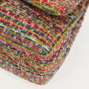 CHANEL Chain Double flap Big Matelasse Bag Cotton Multicolor CC Auth 128941SM-16