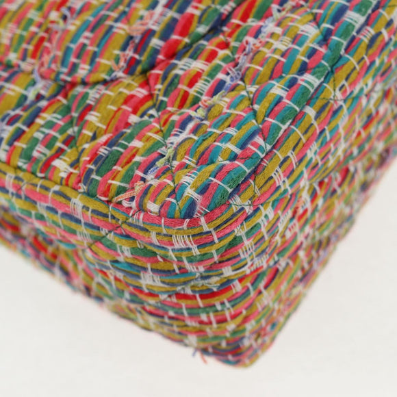 CHANEL Chain Double flap Big Matelasse Bag Cotton Multicolor CC Auth 128941SM