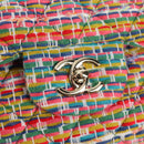 CHANEL Chain Double flap Big Matelasse Bag Cotton Multicolor CC Auth 128941SM-19
