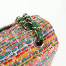 CHANEL Chain Double flap Big Matelasse Bag Cotton Multicolor CC Auth 128941SM-20