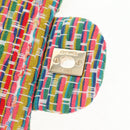 CHANEL Chain Double flap Big Matelasse Bag Cotton Multicolor CC Auth 128941SM-21