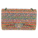 CHANEL Chain Double flap Big Matelasse Bag Cotton Multicolor CC Auth 128941SM-13