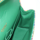 CHANEL Chain Double flap Big Matelasse Bag Cotton Multicolor CC Auth 128941SM-26