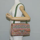 CHANEL Chain Double flap Big Matelasse Bag Cotton Multicolor CC Auth 128941SM-29