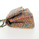CHANEL Chain Double flap Big Matelasse Bag Cotton Multicolor CC Auth 128941SM-3