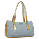 PRADA Shoulder Bag Nylon Enamel Light Blue Silver Auth 128965-1