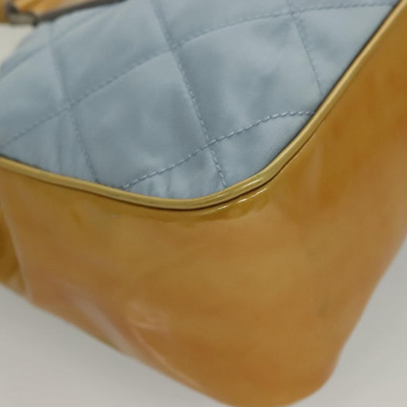 PRADA Shoulder Bag Nylon Enamel Light Blue Silver Auth 128965