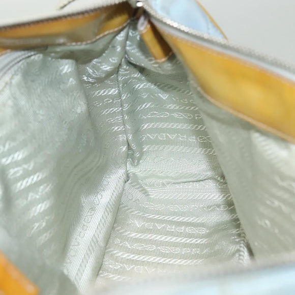 PRADA Shoulder Bag Nylon Enamel Light Blue Silver Auth 128965