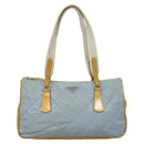 PRADA Shoulder Bag Nylon Enamel Light Blue Silver Auth 128965-13