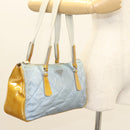 PRADA Shoulder Bag Nylon Enamel Light Blue Silver Auth 128965-23