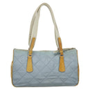 PRADA Shoulder Bag Nylon Enamel Light Blue Silver Auth 128965-2
