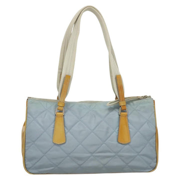 PRADA Shoulder Bag Nylon Enamel Light Blue Silver Auth 128965 - 0