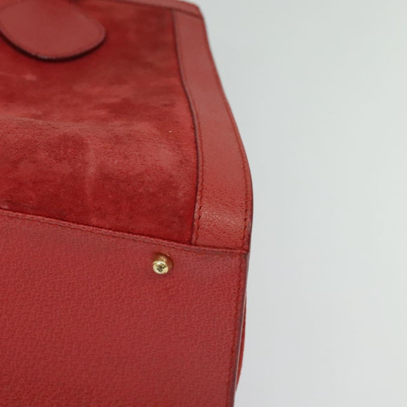 GUCCI Bamboo Hand Bag Suede Leather Red Gold 002 123 0260 Auth 128992