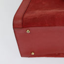 GUCCI Bamboo Hand Bag Suede Leather Red Gold 002 123 0260 Auth 128992-12