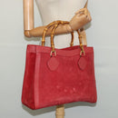 GUCCI Bamboo Hand Bag Suede Leather Red Gold 002 123 0260 Auth 128992-21