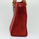 GUCCI Bamboo Hand Bag Suede Leather Red Gold 002 123 0260 Auth 128992-5