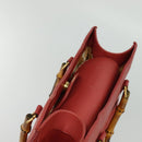 GUCCI Bamboo Hand Bag Suede Leather Red Gold 002 123 0260 Auth 128992-6