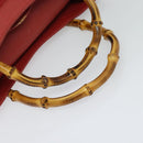 GUCCI Bamboo Hand Bag Suede Leather Red Gold 002 123 0260 Auth 128992-7