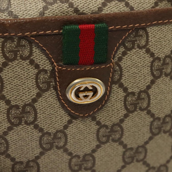 GUCCI GG Supreme Web Sherry Line Bag PVC Beige Gold 89 02 077 Auth 128995