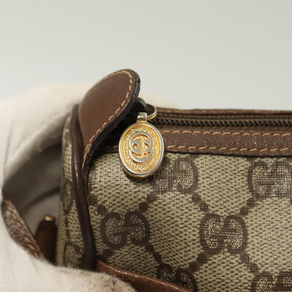 GUCCI GG Supreme Web Sherry Line Bag PVC Beige Gold 89 02 077 Auth 128995