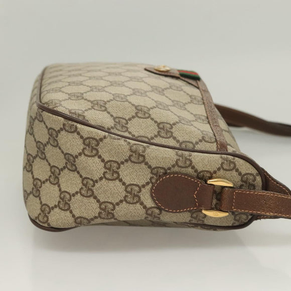 GUCCI GG Supreme Web Sherry Line Bag PVC Beige Gold 89 02 077 Auth 128995