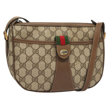 GUCCI GG Supreme Web Sherry Line Bag PVC Beige Gold 89 02 032 Auth 128996
