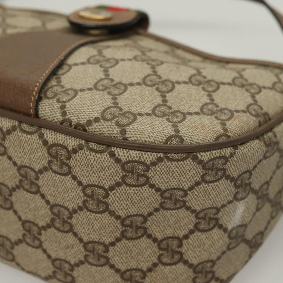 GUCCI GG Supreme Web Sherry Line Bag PVC Beige Gold 89 02 032 Auth 128996