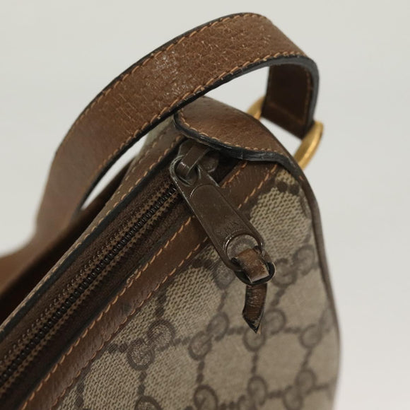 GUCCI GG Supreme Web Sherry Line Bag PVC Beige Gold 89 02 032 Auth 128996
