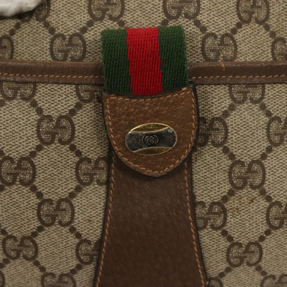 GUCCI GG Supreme Web Sherry Line Bag PVC Beige Gold 89 02 032 Auth 128996