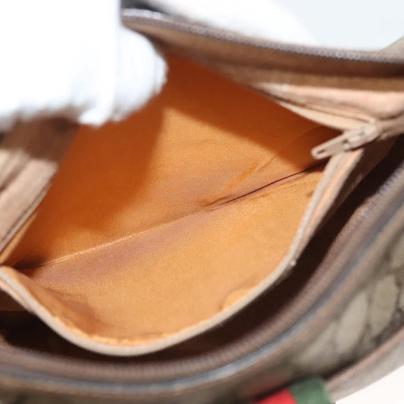 GUCCI GG Supreme Web Sherry Line Bag PVC Beige Gold 89 02 032 Auth 128996