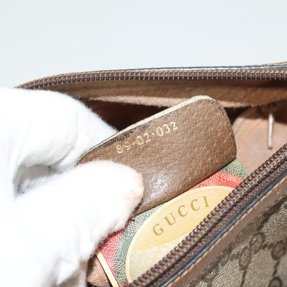 GUCCI GG Supreme Web Sherry Line Bag PVC Beige Gold 89 02 032 Auth 128996