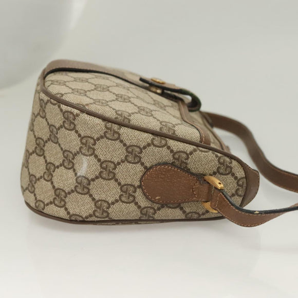 GUCCI GG Supreme Web Sherry Line Bag PVC Beige Gold 89 02 032 Auth 128996